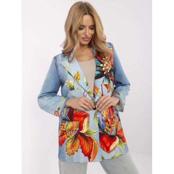 Modrá dámská bunda s imitací džínoviny Modrá, Univerzální