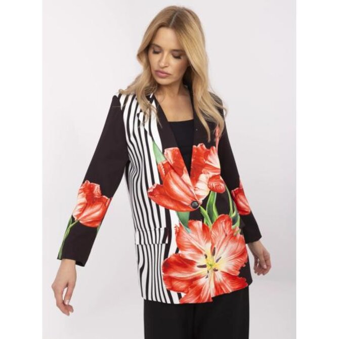 Černá jednořadová bunda s podšívkou Černá, Univerzální