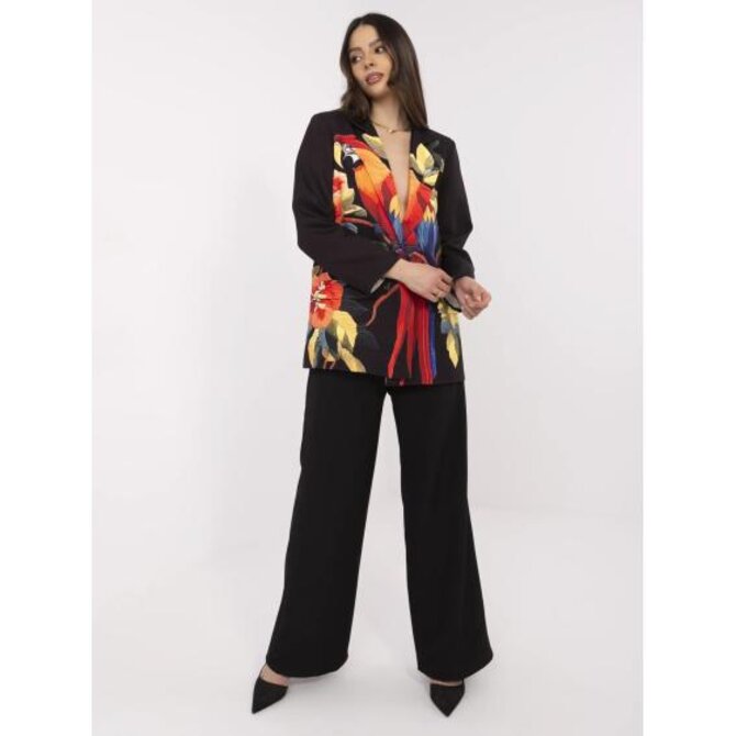 Černá dámská bunda s barevným potiskem Černá, Univerzální