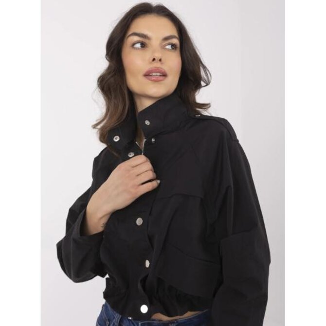 Černá krátká bunda bez kapuce Černá, Univerzální