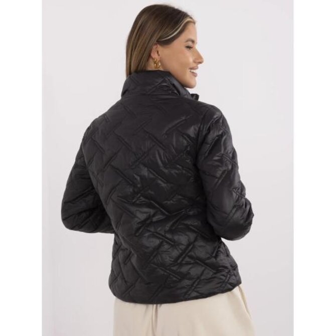 Černá prošívaná dámská bunda bez kapuce Černá, Univerzální