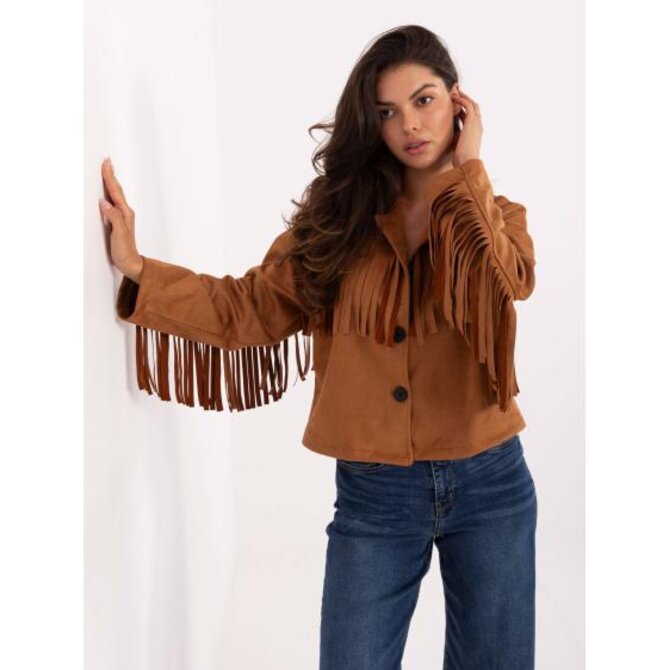 Camelová semišová bunda ve stylu country Karamelová, Univerzální