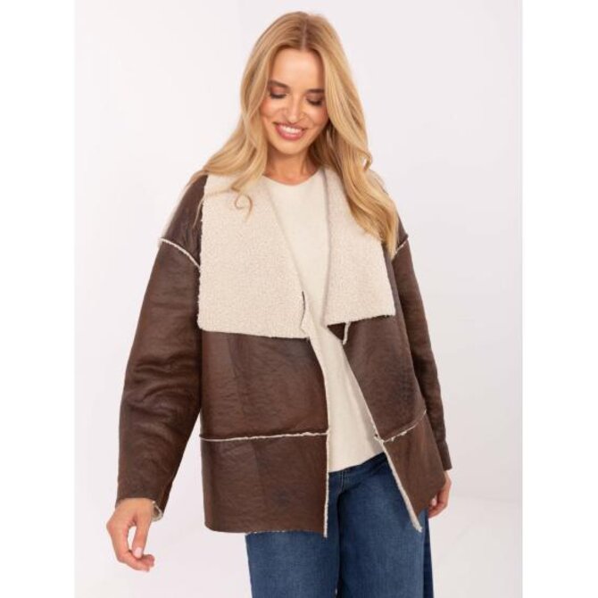 Hnědá dámská bunda bez zapínání Hnědá, Univerzální
