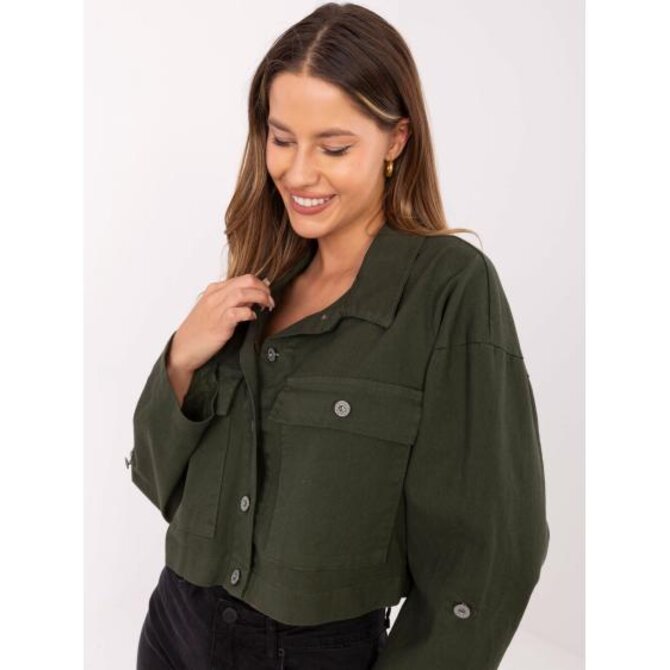 Khaki krátká džínová bunda RUE PARIS Khaki, Univerzální