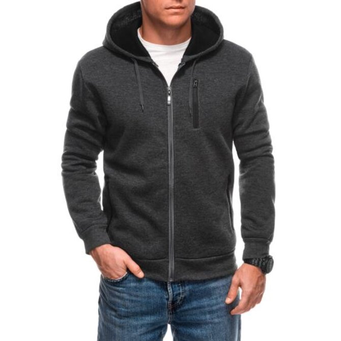 Pánská mikina s kapucí B1701 - černá Tmavě šedá, 3XL