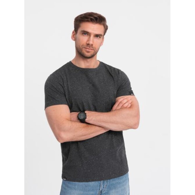 Pánské tričko BASIC s ozdobným efektem V5 OM-TSCT-0178 černé Černá, L