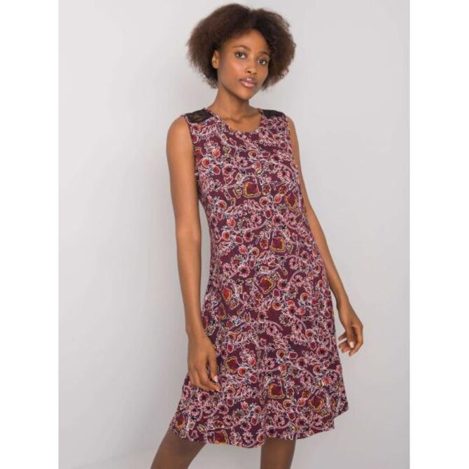 Dámské šaty vzorované SOUSANNA bordó Kaštanová, M
