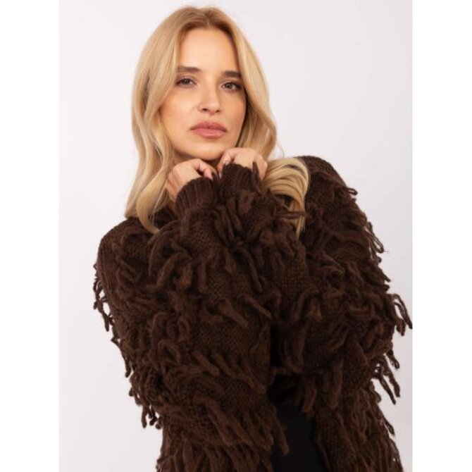 Hnědý dámský kardigan ve stylu boho RUE PARIS Hnědá, Univerzální