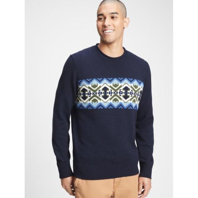 Svetr fair isle Modrá, S