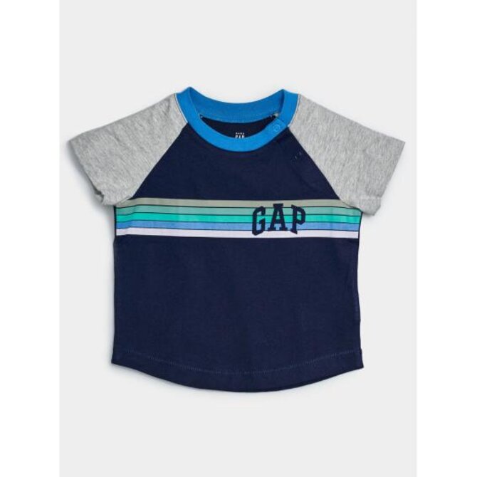 Baby tričko GAP logo raglan Modrá, 0-3M