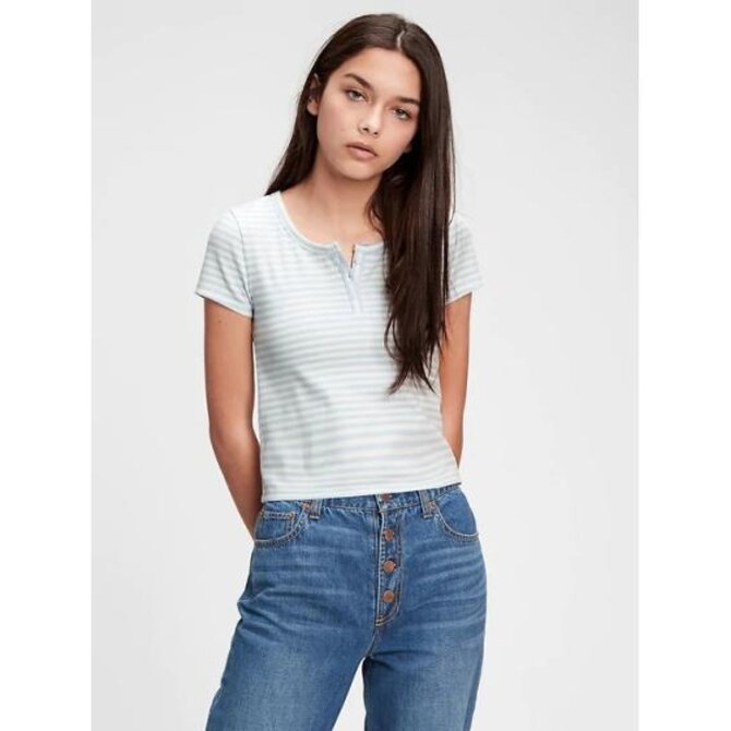 Teen tričko cropped Modrá, XXXL