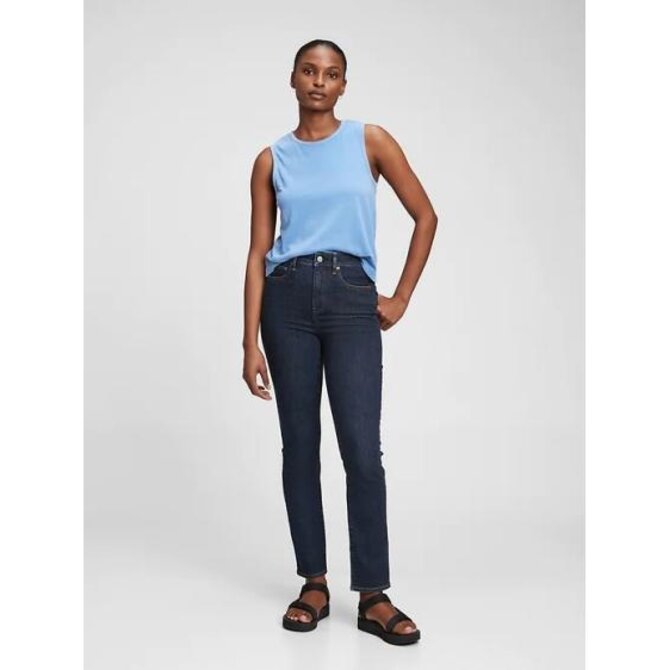 Džíny straight leg high rise Modrá, 25REG