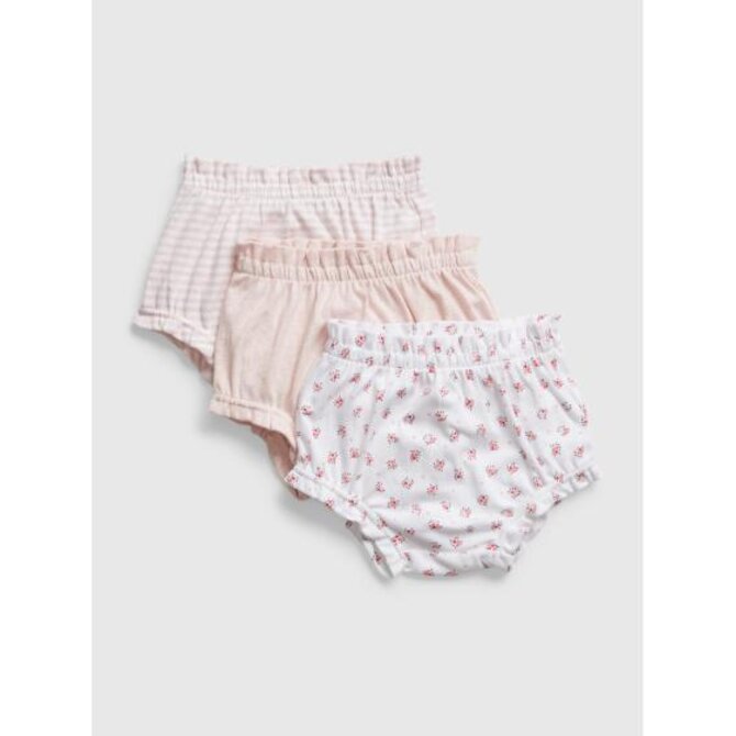 Baby natahovací kraťasy, 3 ks Růžová, 3-6M