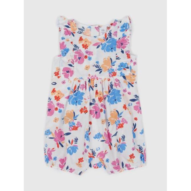 Baby bavlněný overal floral Růžová, 3-6M