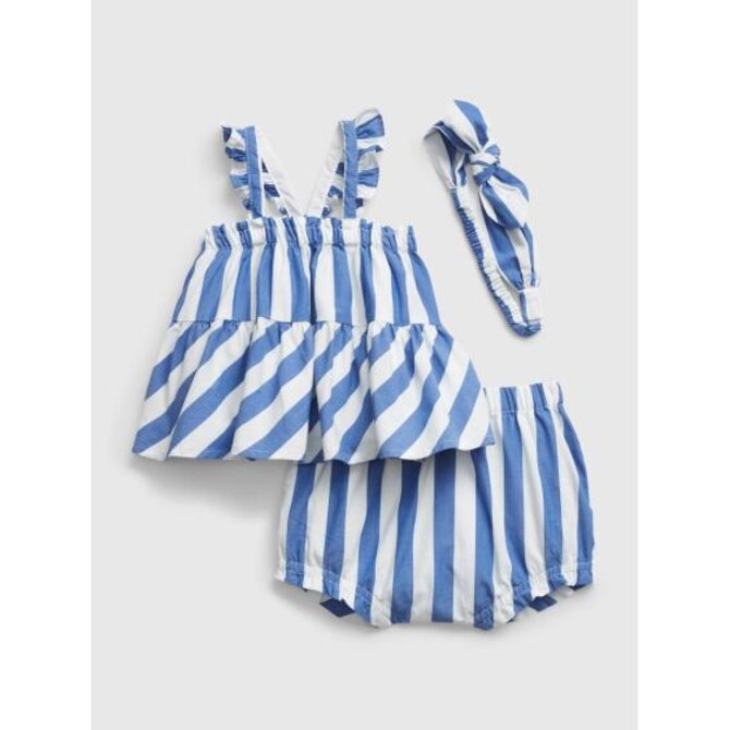 Baby pruhovaný outfit set Modrá, 3-6M