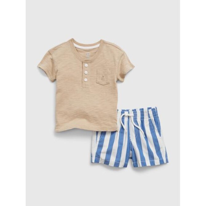 Baby set tričko a pruhované kraťasy Modrá, 0-3M