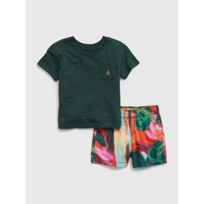 Baby set tričko a kraťasy Brannan Zelená, 0-3M