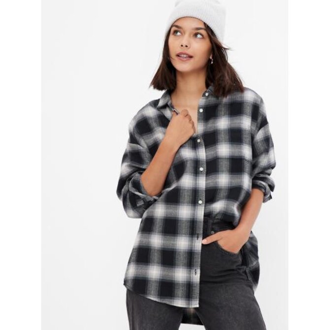 Teen flanelová košile kostka organic Černá, 10