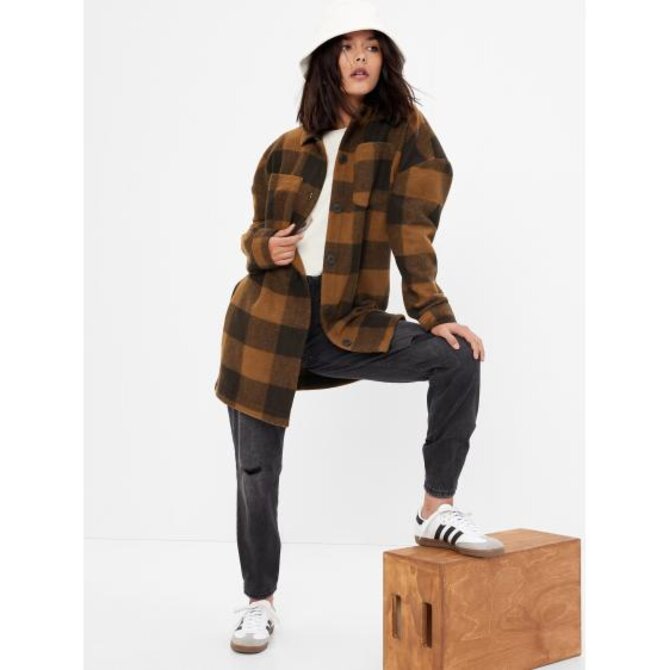 Teen kostkovaná košilová bunda Hnědá, 10
