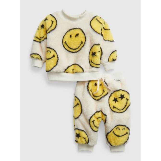 Baby plyšová souprava GAP & Smiley® sherpa Béžová, 3-6M