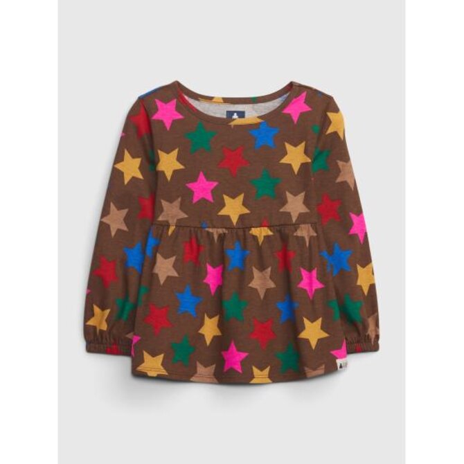Dětské tričko organic cotton peplum Hnědá, 18-24M