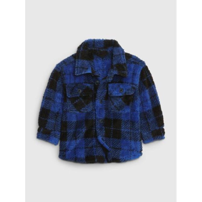 Baby košilová bunda sherpa Modrá, 12-18M