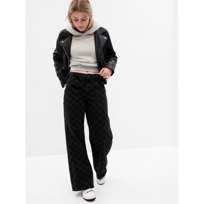 Teen džíny wide stride šachovnice Černá, 18-24M