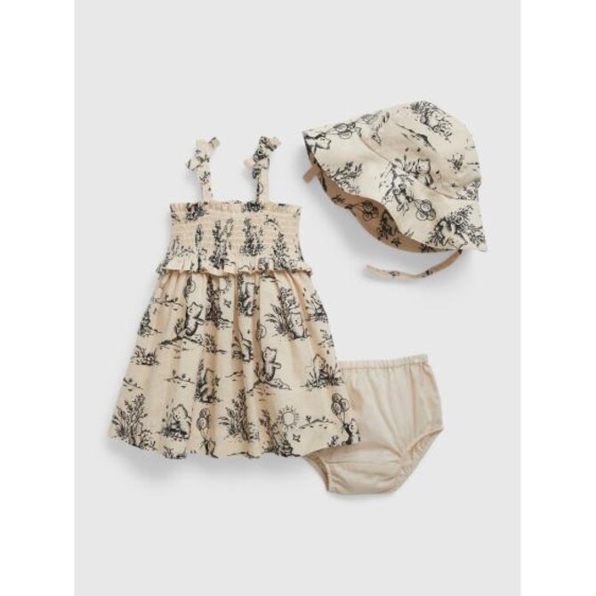 Baby lněné šaty s kloboukem Vícebarevný, 18-24M