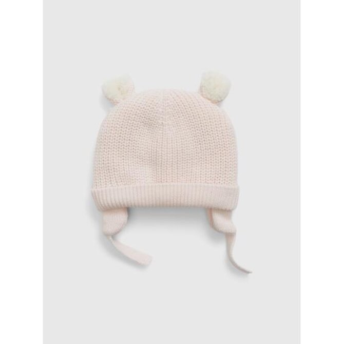Baby čepice s oušky Růžová, 12-18M