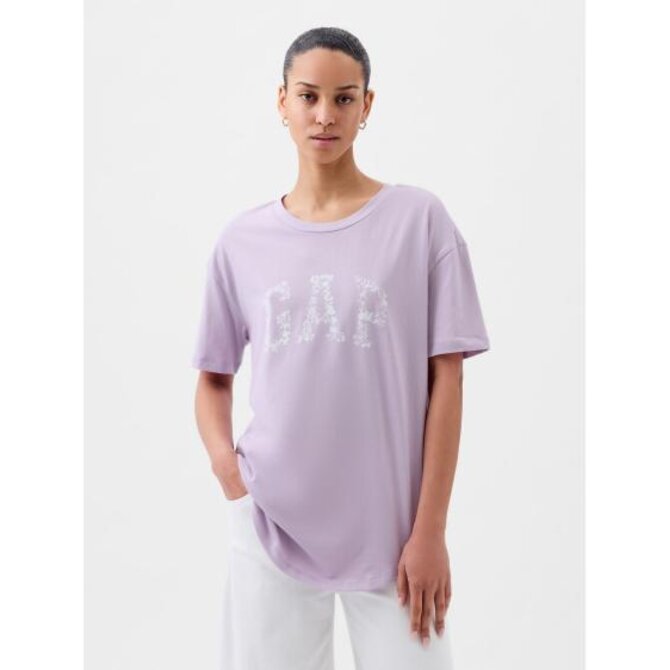 Tričko s logem oversize Fialová, XS