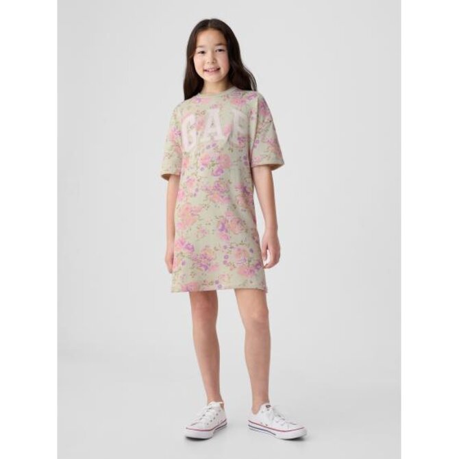 Dětské šaty s logem oversize Béžová, XL