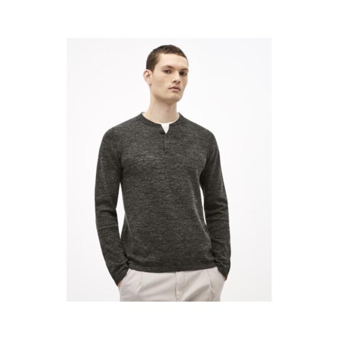 Bavlněný svetr Techill s knoflíčky u krku Černá, S