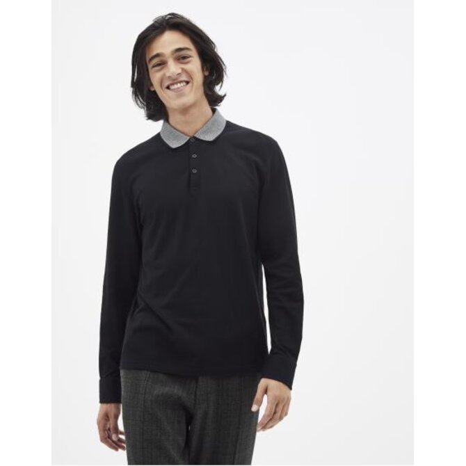 Polo tričko Sessicoml dlouhý rukáv Černá, S