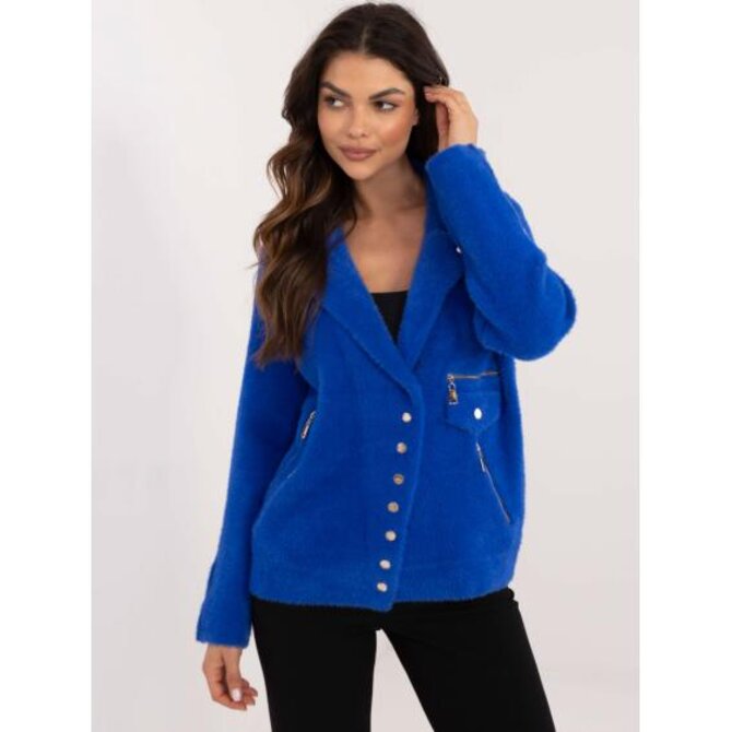 Dámská bunda z alpaky s kapsami kobaltově modrá Modrá, Univerzální
