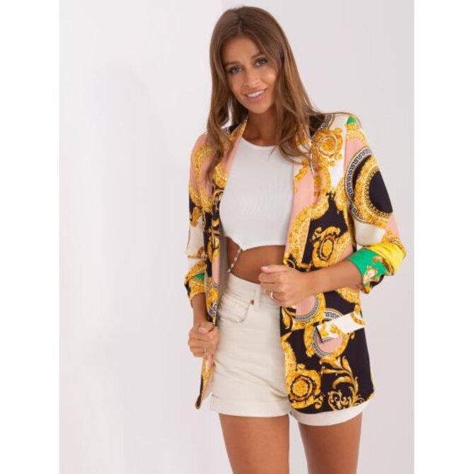 Dásmké sako s volánkovými rukávy ROSANA černo-béžové Vícebarevný, S