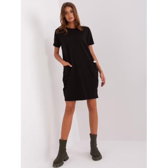Dámské šaty s krátkým rukávem DRINA černé Černá, S/M