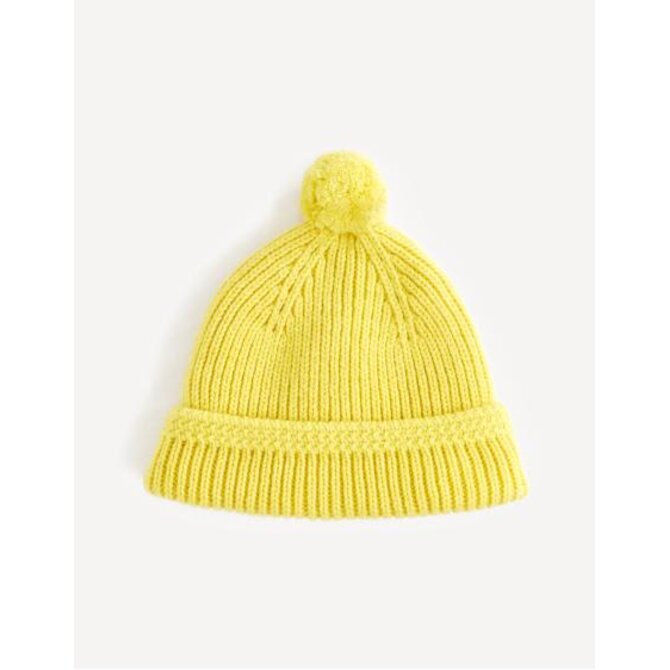 Pletená čepice Sipom s bambulí Žlutá O Žlutá, tu