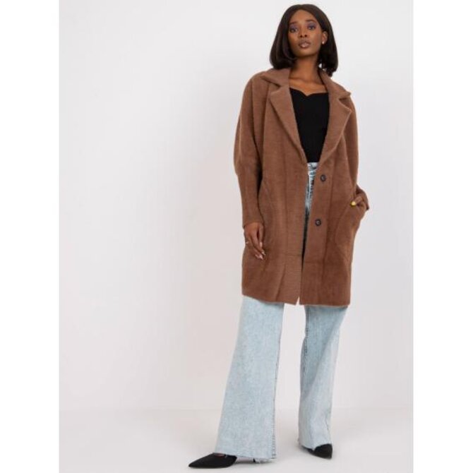 Dámský kabát z alpaky s vlnou SERENA světle hnědý Hnědá, Univerzální