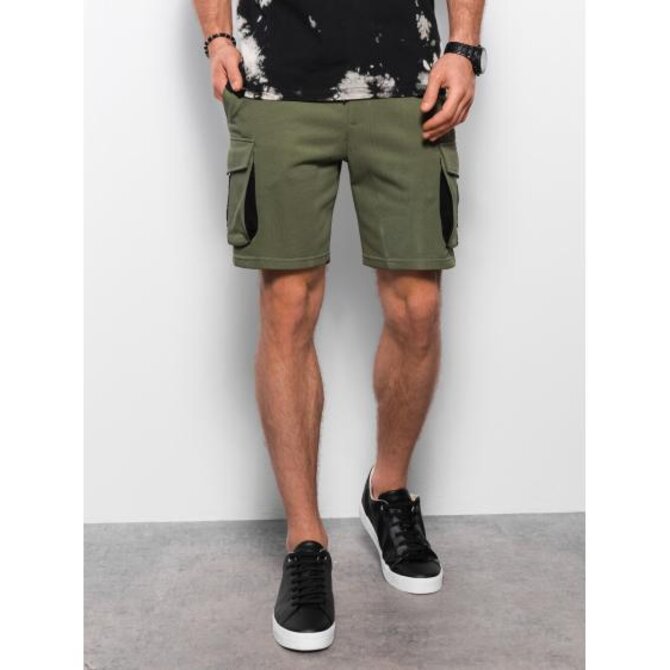 Pánské šortky s nákladovými kapsami V4 OM-SRSK-0106 olivové Olivová, S