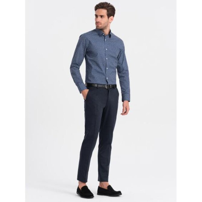 Pánská košile SLIM FIT s jemným vzorem tmavě modrá Námořnická modrá, S