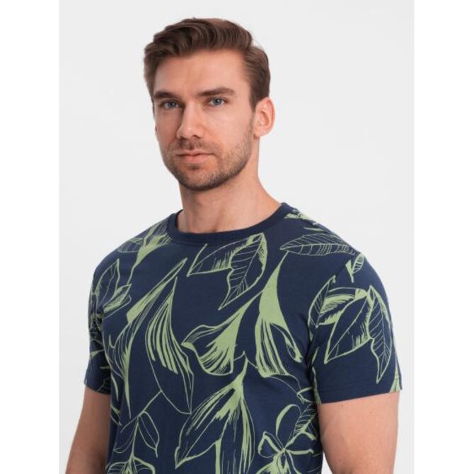 Pánské celopotištěné tričko V1 OM-TSFP-0180 tmavě modré Námořnická modrá, S