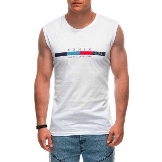 Pánské tílko s potiskem S1955 bílé Bílá, XXL