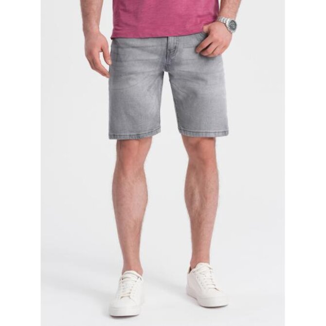 Pánské krátké džínové šortky s jemným opráním V2 OM-SRDS-0145 šedé Šedá, S