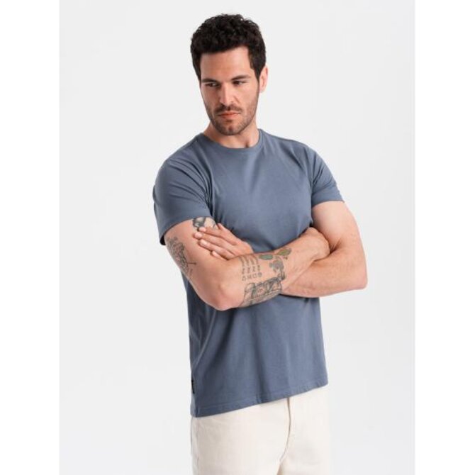 Pánské klasické bavlněné tričko BASIC tmavě modré Modrá, S