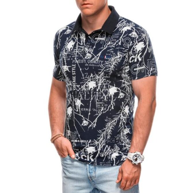 Pánská polokošile s potiskem S1994 tmavě modrá Námořnická modrá, M