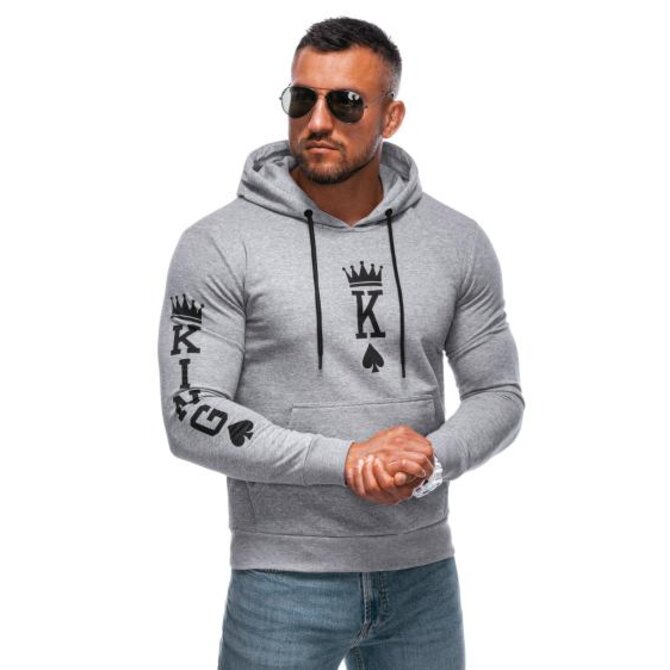 Pánská mikina na zip B1679 šedá Šedá, XXL