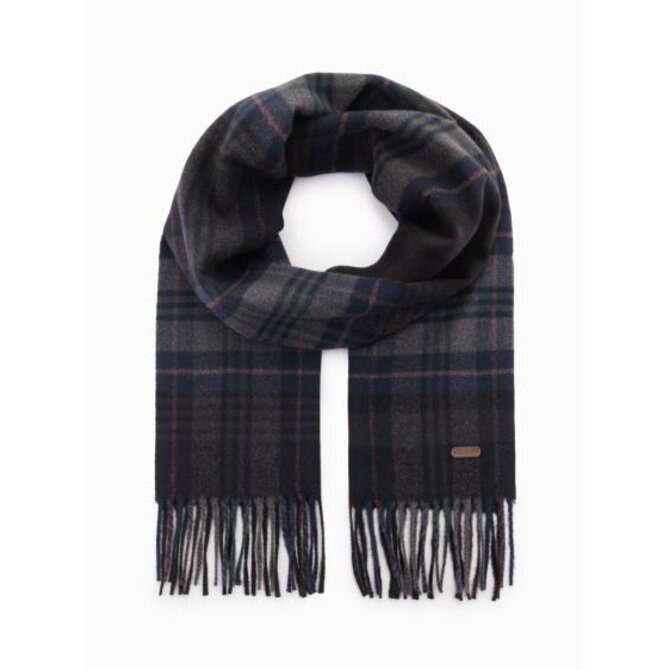 Pánská skotská kostkovaná šála se střapci - černošedá Šedá, Univerzální