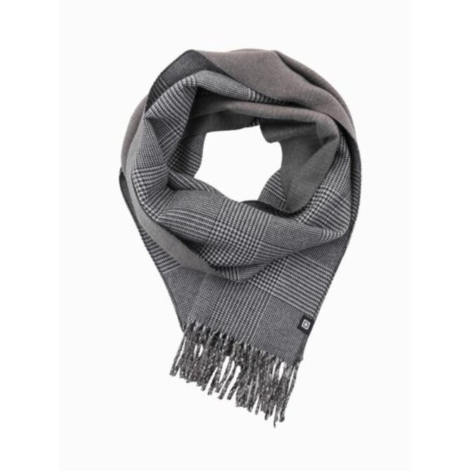 Oboustranná pánská kostkovaná šála se střapci - černobílá Černá, Univerzální