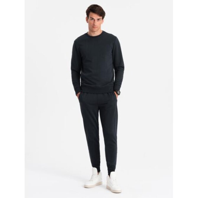 Pánská bavlněná tepláková souprava BASIC rozepínací mikina + tepláky - černá barva Černá, XL