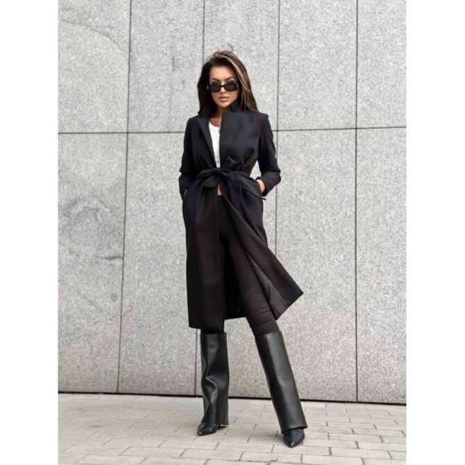 Dámský kabát CLR034 - černý Černá, XL